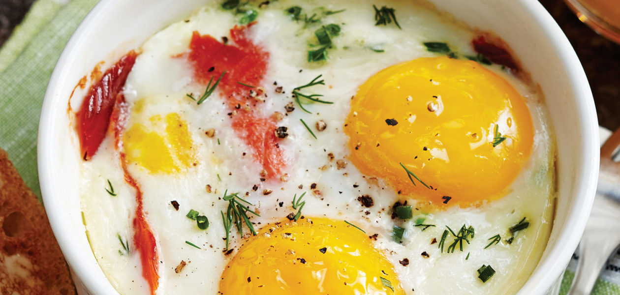 Baked Eggs with Smoked Salmon & Dill