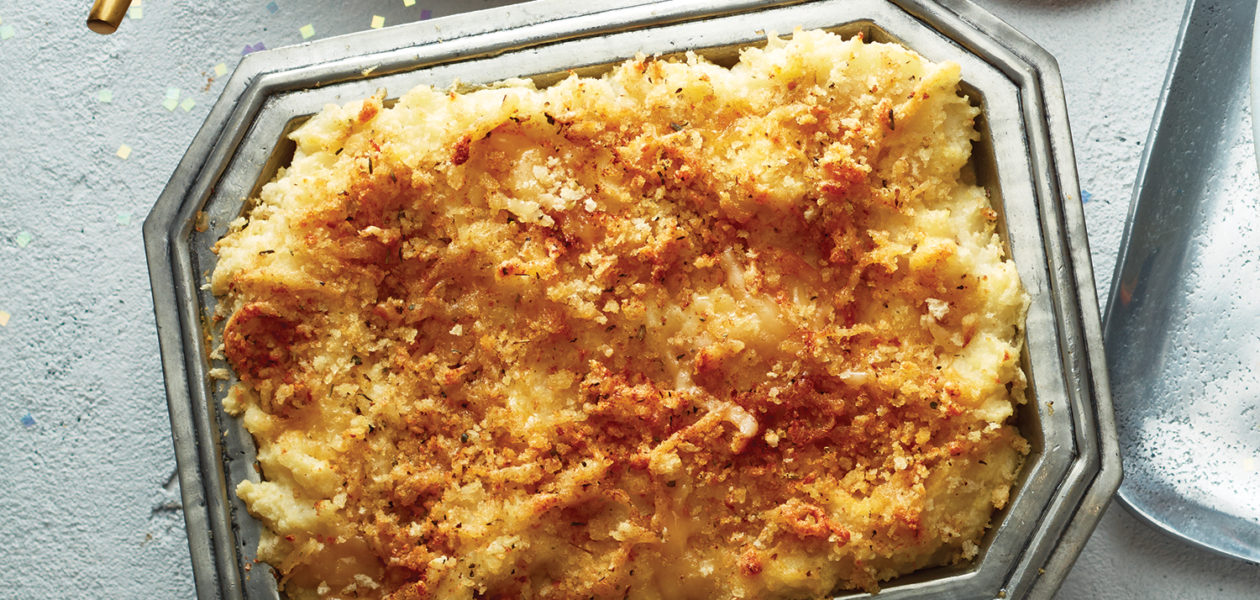 Mashed Potato Bake with Gouda & Herbed Breadcrumb Topping