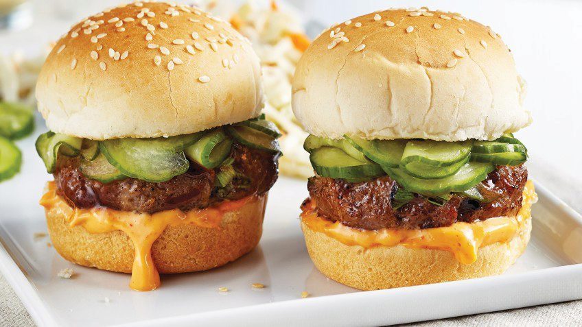 Hoisin Beef Sliders with Quick Pickled Cucumbers