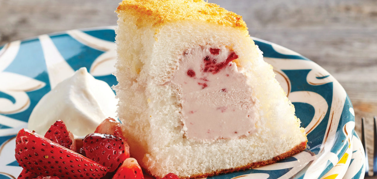 Strawberry & Angel Food Ice Cream Cake