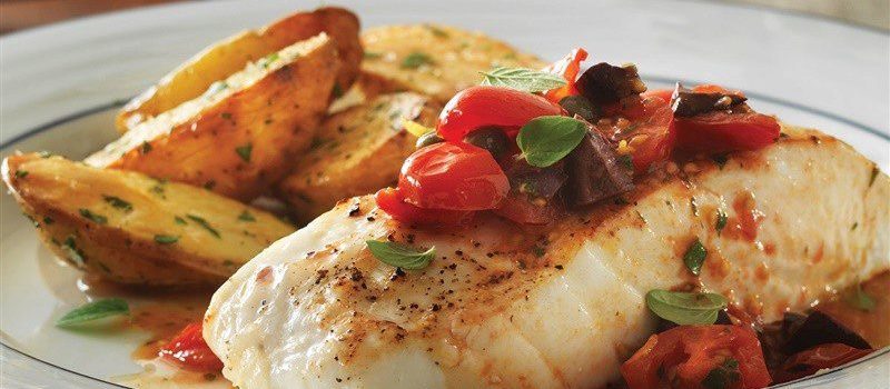 roasted halibut with capers olives tomatoes