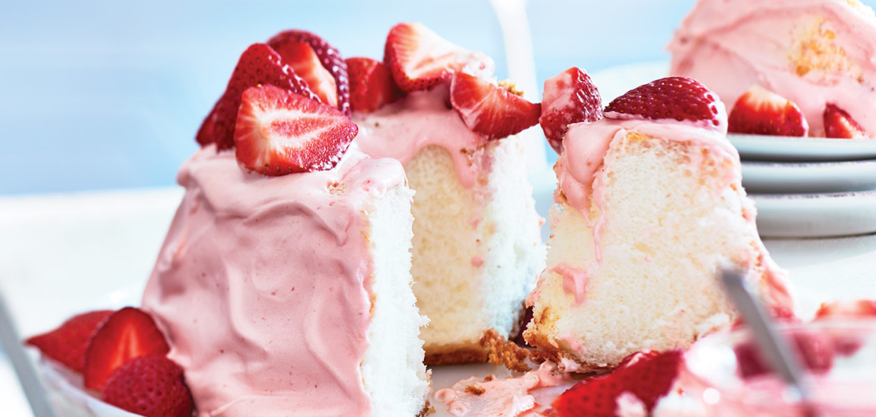 Angel Food Cake with Strawberry Buttercream
