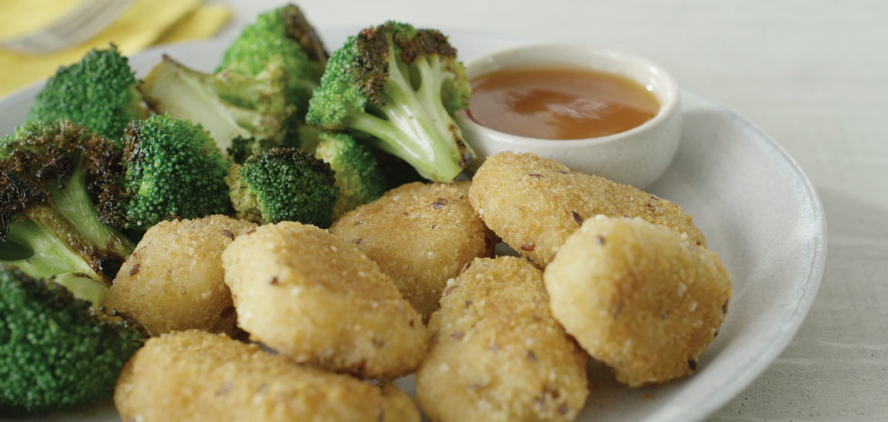 Ancient-Grain Chicken Chunks & Roast Broccoli Sheet Pan Dinner
