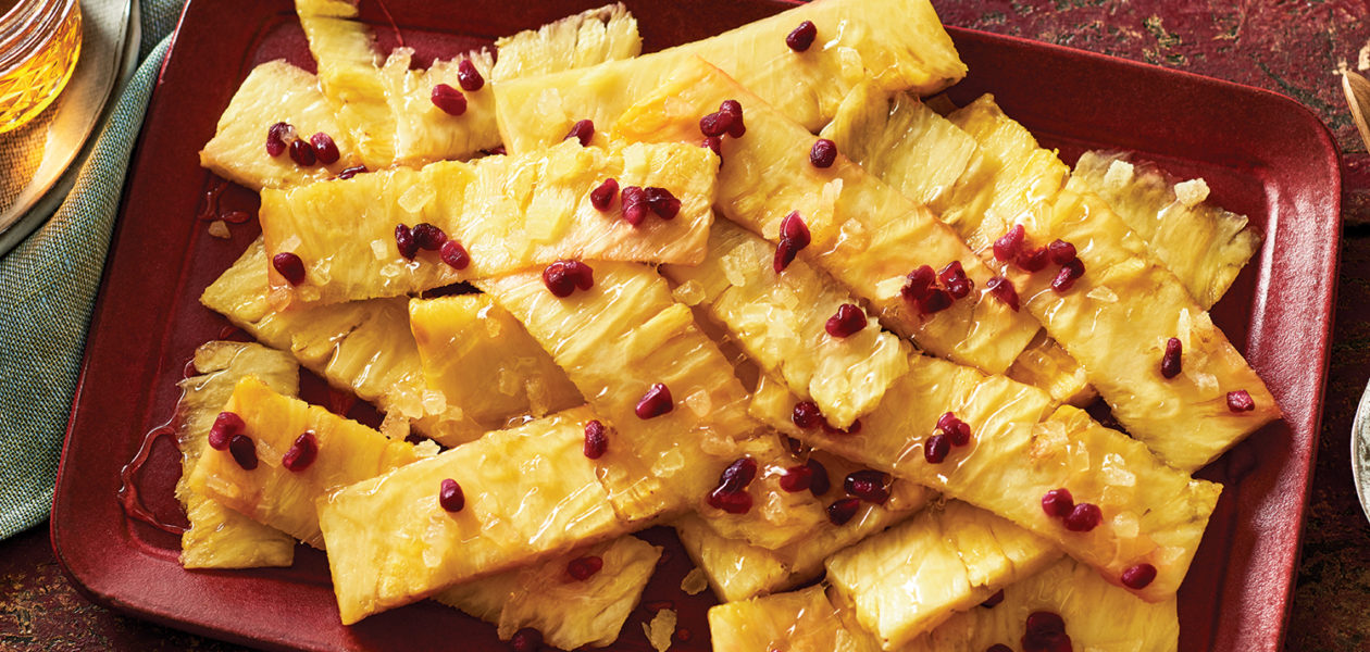 Pineapple-Ginger Ribbons with Pomegranate Seeds