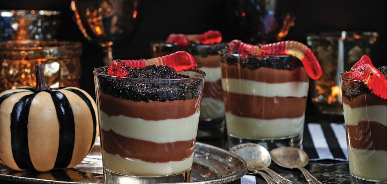 Striped Pudding Parfait with “Dirt” Topping