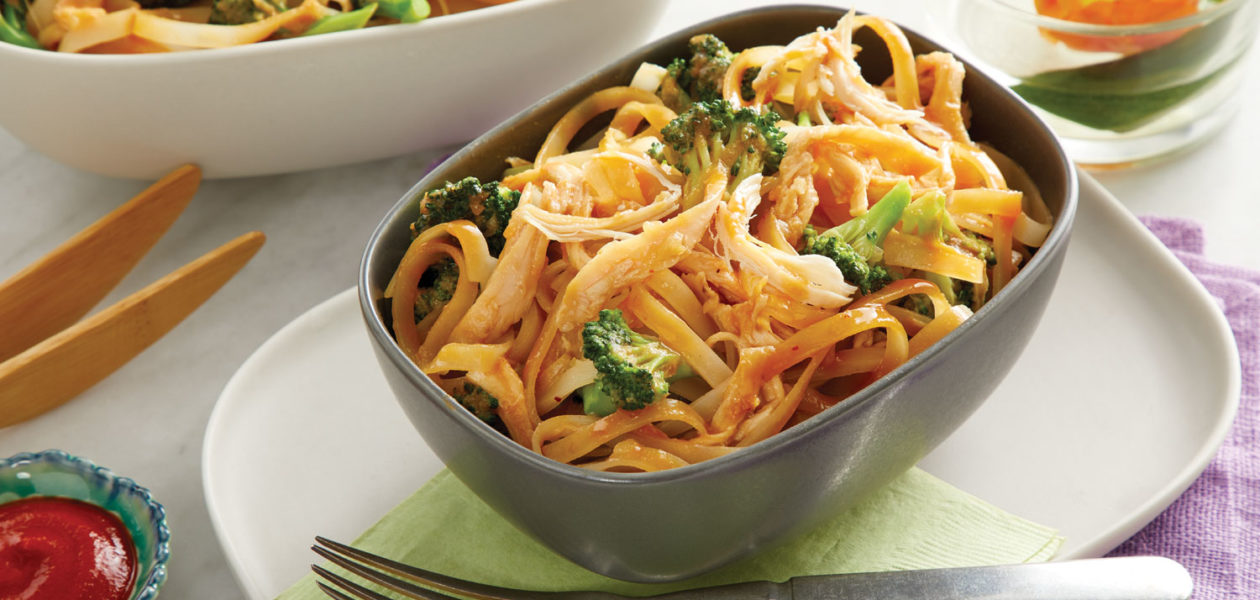 Sweet & Spicy Rice Noodles with Broccoli
