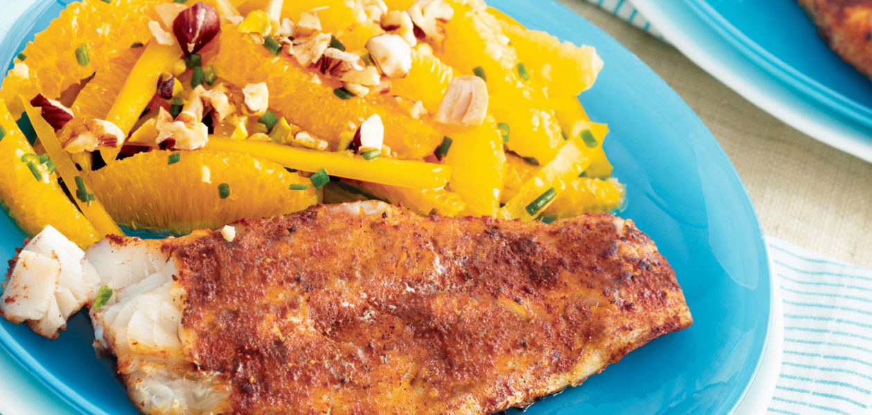 Spiced Cod with Orange & Pepper Salad