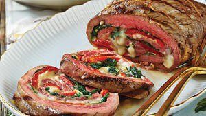 Spinach & Chaumes Cheese-Stuffed Flank Steak