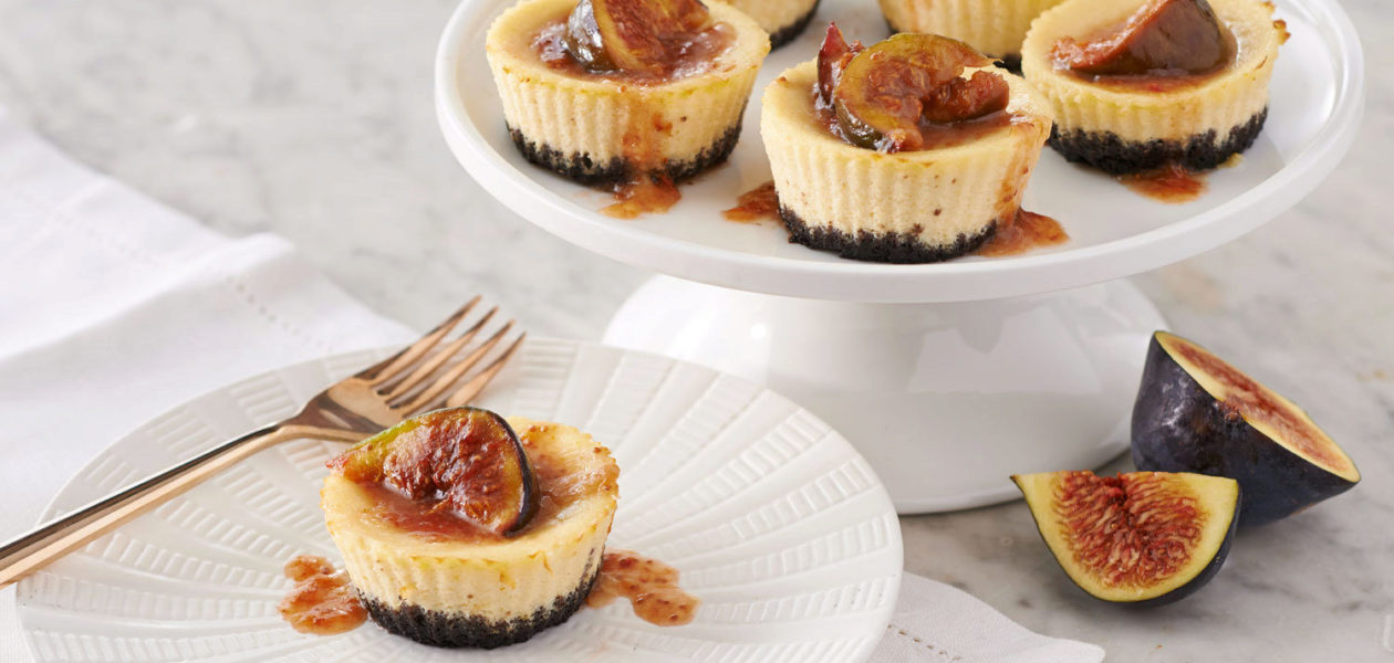 Goat Cheese & Ricotta Mini Cheesecakes with Honey Figs