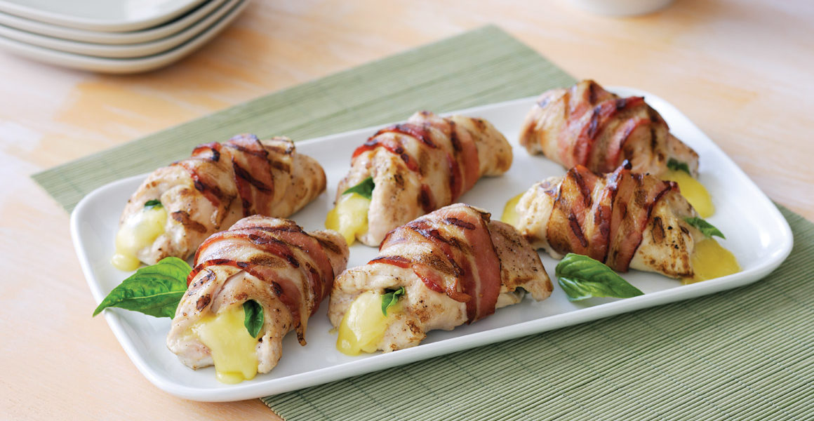 Chicken Bundles with Bacon Cheese and Basil