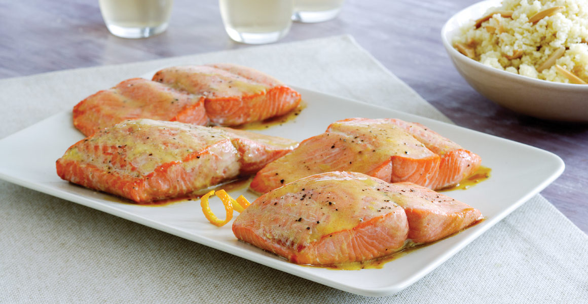 Salmon with Orange Vinaigrette and Almond Couscous
