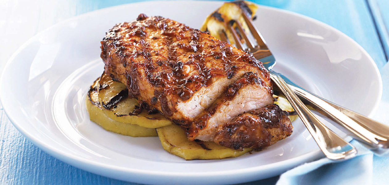 Savoury Pork Chops with Grilled Apples
