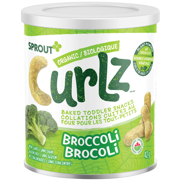   Sprout Curlz baked toddler snacks broccoli flavour