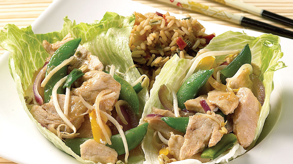 Asian Style Chicken and Lettuce Leaf Wraps