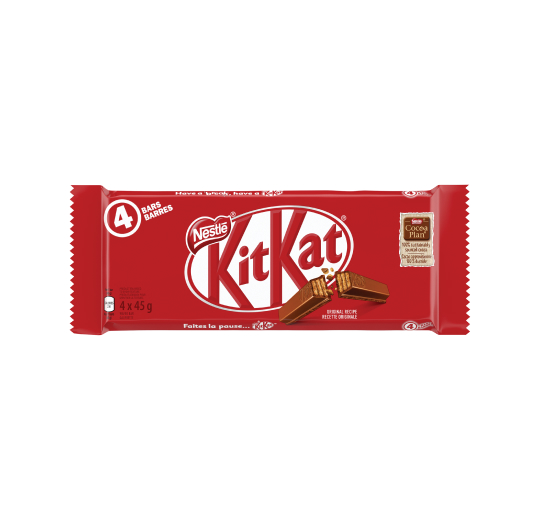 Red Nestlé KitKat package of 4 bars