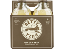Cardboard 4-pack of Betty Buzz Ginger Beer