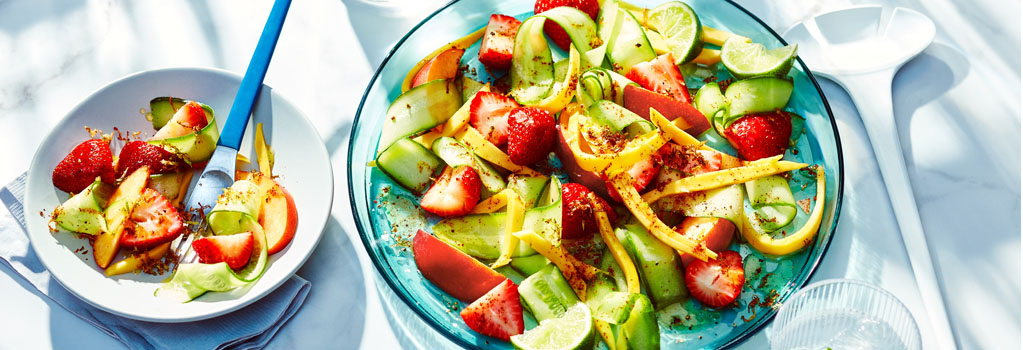 Strawberry, Mango and Peach Summer Salad with Chili-lime Salt
