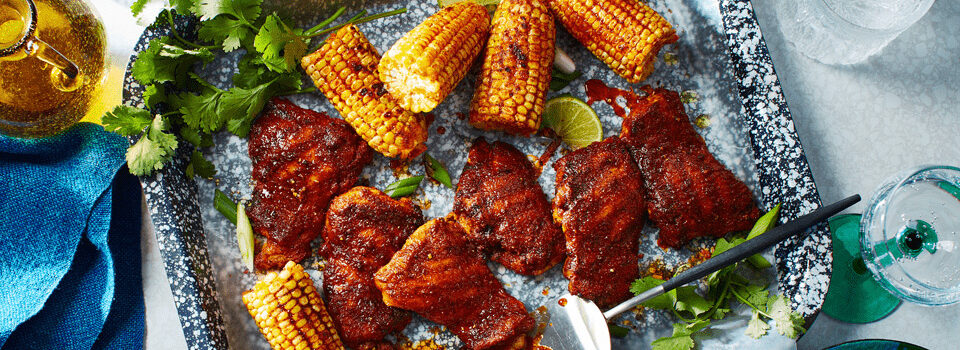 Paprika Grilled Chicken Thighs & Corn